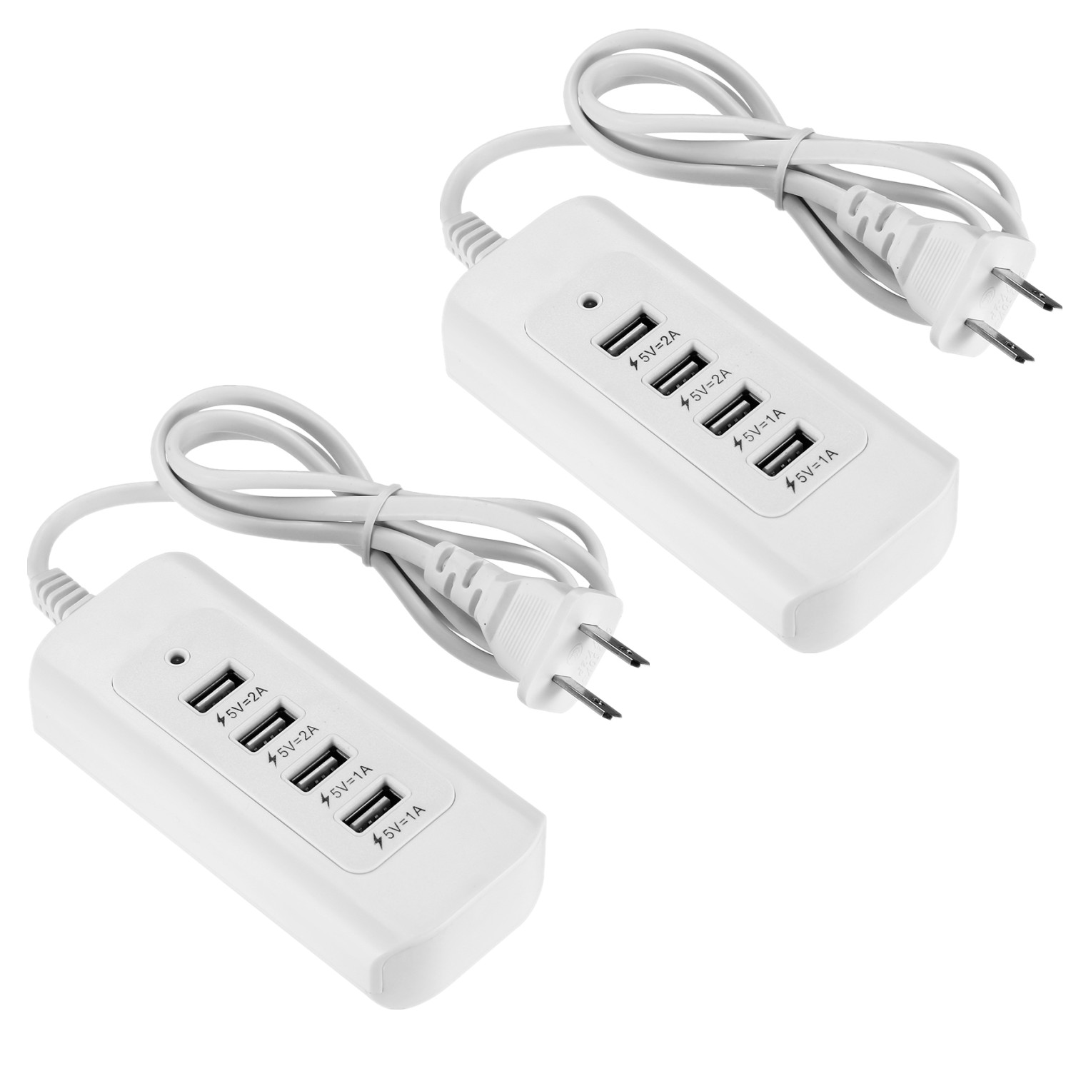 2 Pack 4 USB Power Strip Adapter Wall Charger Fast Charging Station Hub for Smartphone Tablets