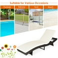 thumbnail image 6 of Costway 2PCS  Patio Rattan Folding Lounge Chair Chaise Adjustable White Cushion, 6 of 11