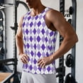 thumbnail image 5 of Uemuo Purple argyle Pattern Men's Muscle Shirts Sleeveless Dry Fit Gym Workout Tank Top Lightweight Sports Tank Top Beach Tank Top, Loose-fit Sleeveless Shirt-Medium, 5 of 7