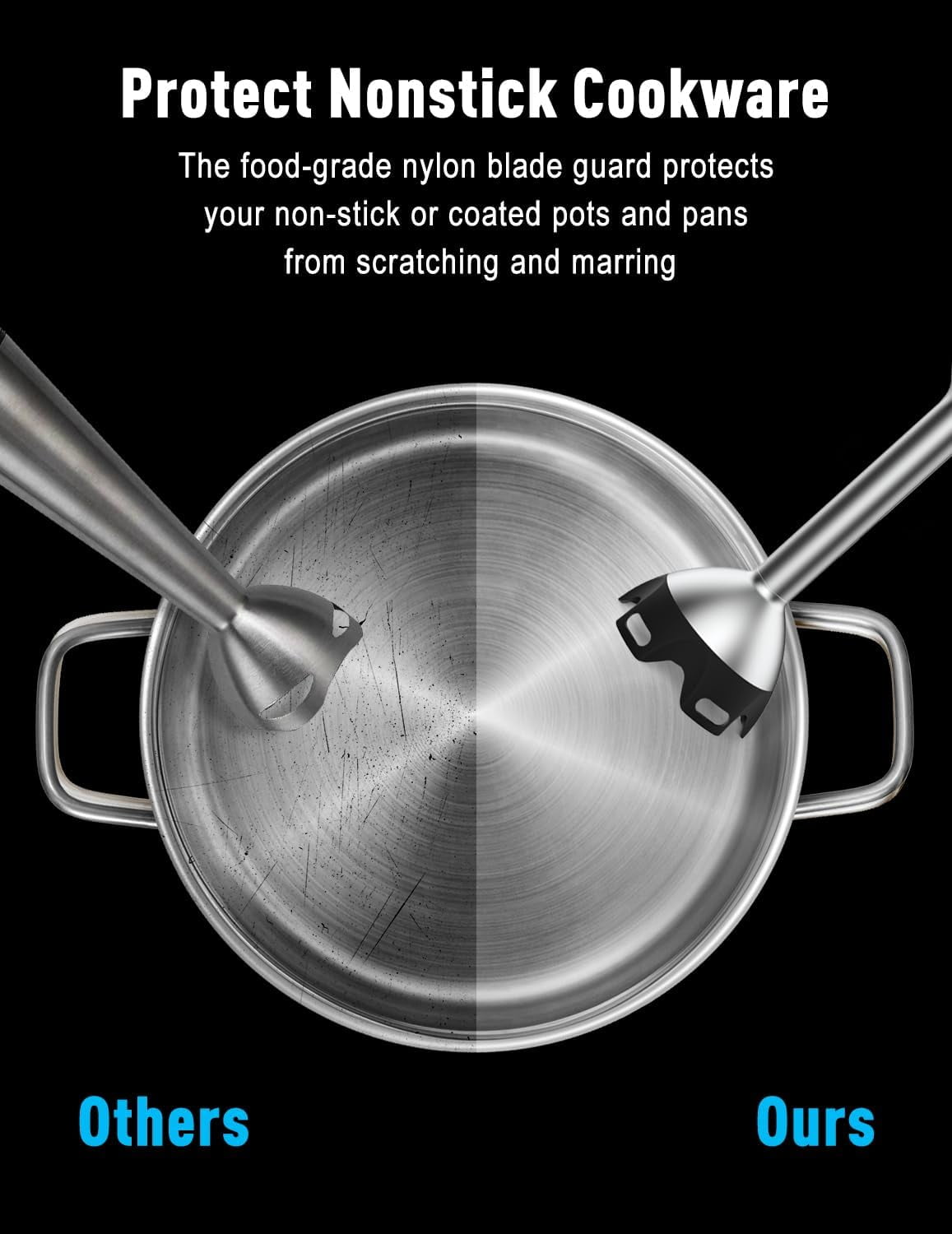 1000W Powerful Immersion Blender Handheld with 25-Speed, Scratch-Resistant Corded Hand Mixer with Heavy-Duty Copper Brushless Motor