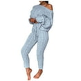 thumbnail image 1 of Mode Décontractée pour Femmes Chemises Unies Manches Longues Col Rond Ensembles de Blouses, 1 of 1