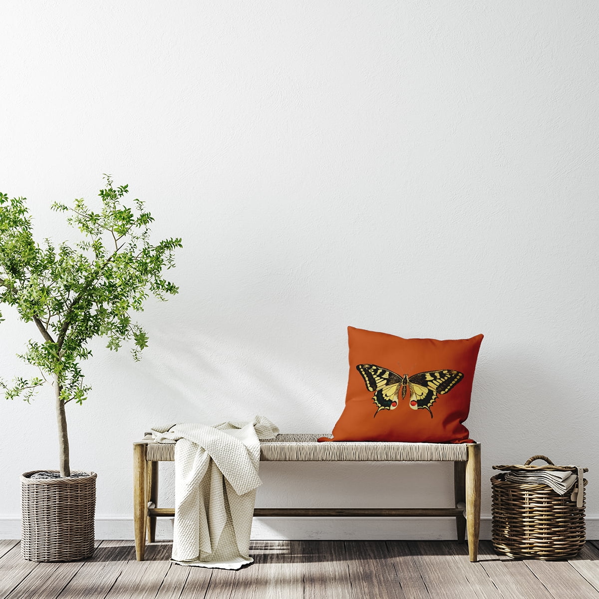 Simply Daisy 20-inch Square Rare Swallowtail Polyester Indoor Pillow, Perfect Orange Qty 1