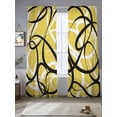 thumbnail image 3 of Yellow Geometric Semi Sheer Curtains 96 Inch Length 2 Panels Set, Farmhouse Abstract Black White Striped Sheer Kitchen Curtain Privacy Voile Window Curtain for Living Room Bedroom Rod Pocket Drapes, 3 of 7