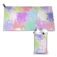thumbnail image 1 of YFYANG Adult Microfiber Portable Travel Towel, Colorful Paint Art Quick Dry Towel with Hiking Buckle PVC Pouch, 16" x 31.5", 1 of 6