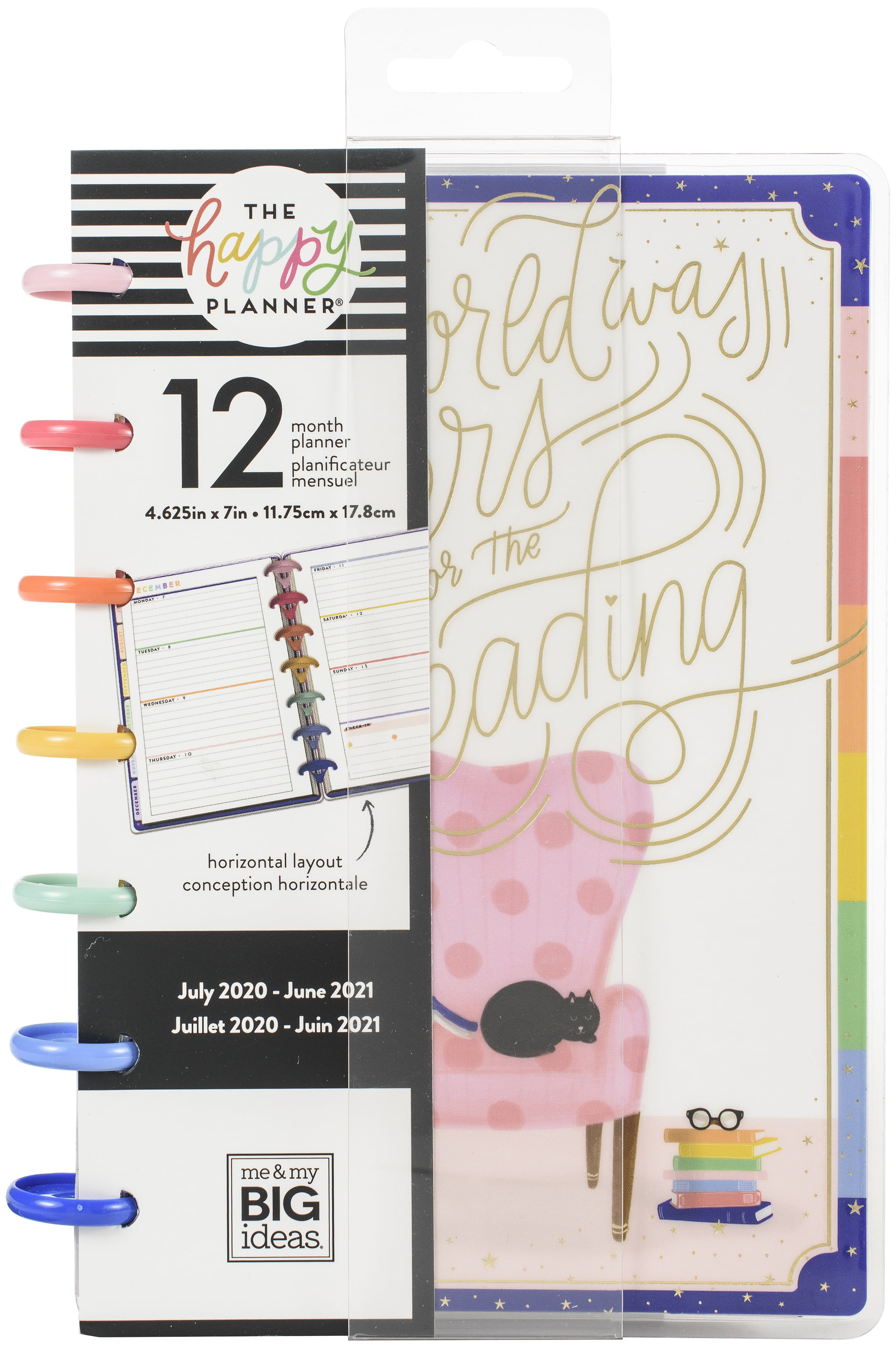 Happy Planner 12Month Dated Mini Planner 7"X4.625" Bookish, July 2020