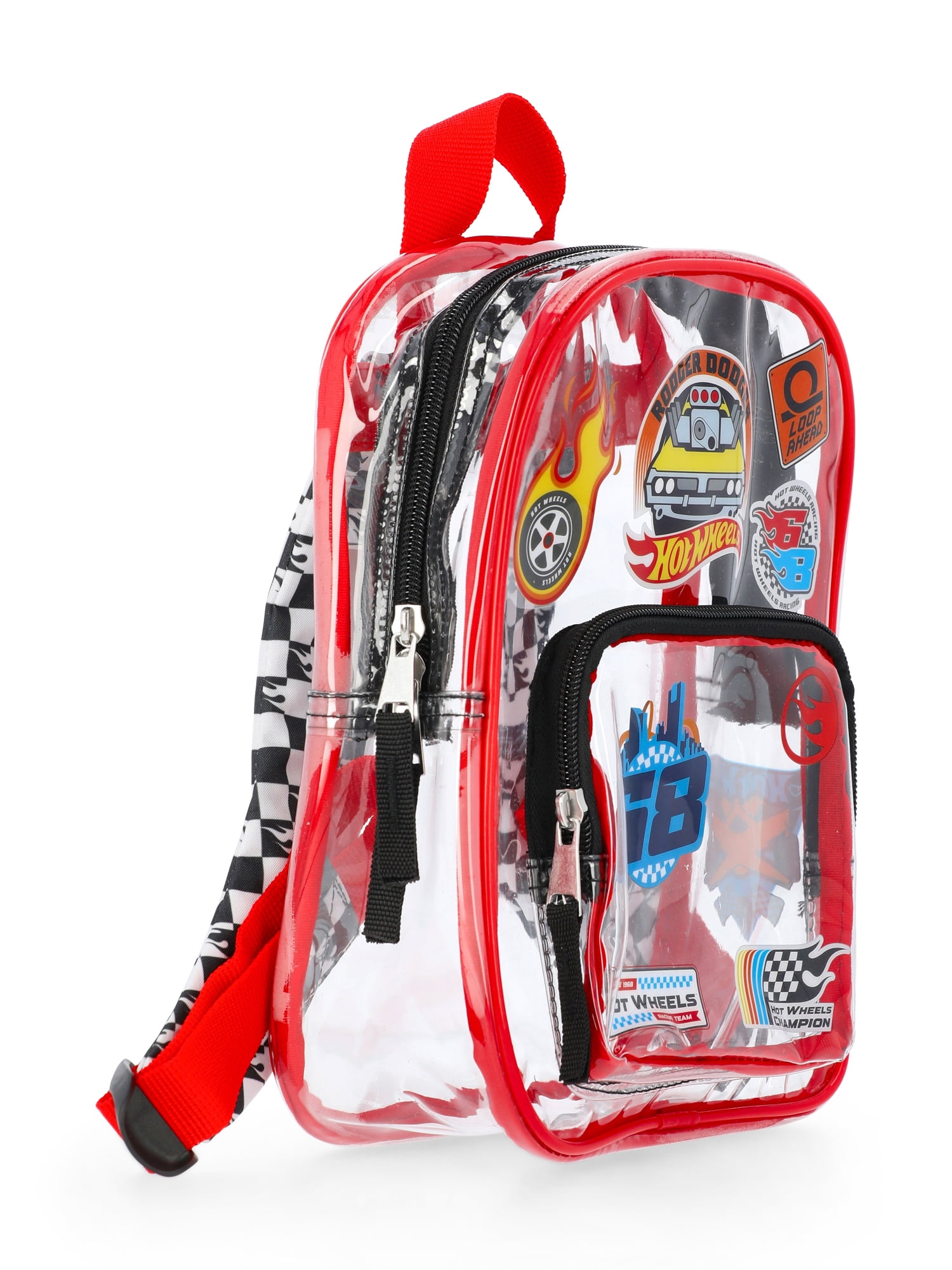 Hot Wheels Boys Clear Mini Backpack, Red
