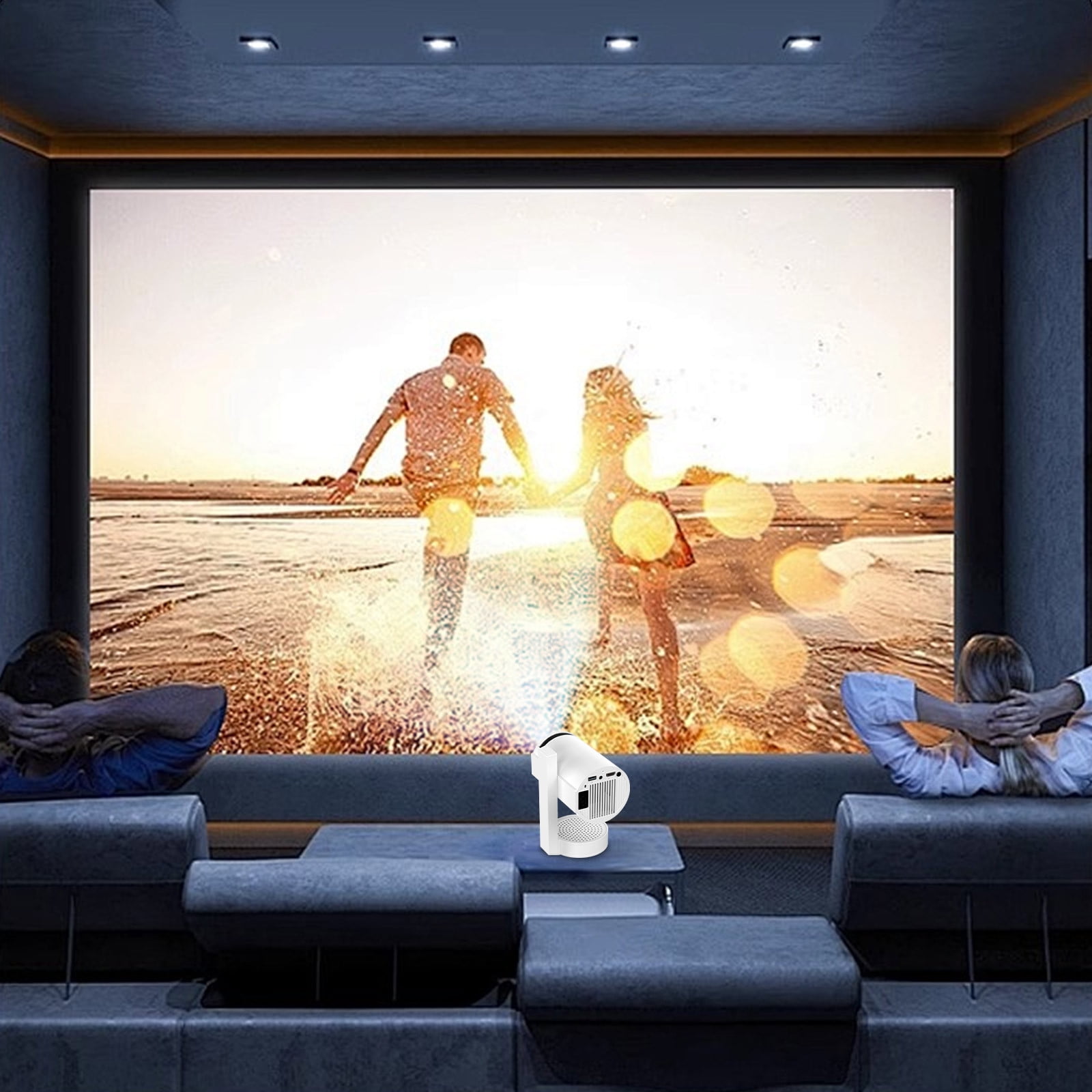 COM1950s Portable Projector 4K with Telescopic Stand,Android 13 Smart Mini Projector,Built-In 5G Wifi Bluetooth Speaker,Home Theater Movie Projector for Indoor Outdoor Use