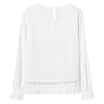 thumbnail image 3 of Casual Loose Fit Long Sleeve T Shirt Pure Color Breathable Blend Top For Everyday WearWhiteM, 3 of 8