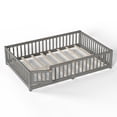 thumbnail image 6 of Harper & Bright Designs Queen Size Floor Bed with Door, Wood Platform Bed Frame with Safety Guardrails for Boys and Girls, Wood Grain gray, 6 of 12