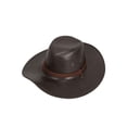 thumbnail image 2 of Gustave Western Cowboy Cowgirl Hat for Women Men PU Leather Vintage Wide Brim Outback Sun Hat with Chin Strap for Outdoor Hiking - Brown, 2 of 6