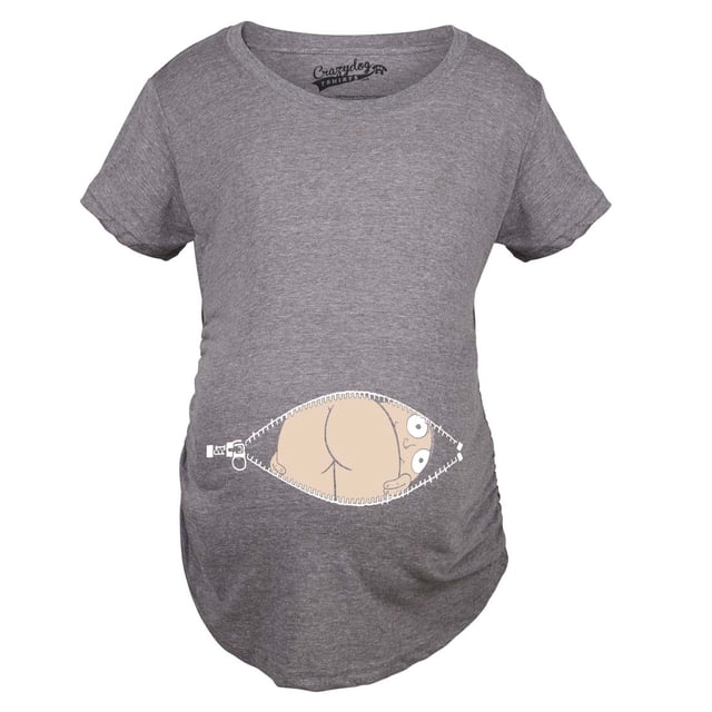 Chandail de Maternité « Mooning » Nouveauté Annonce de Grossesse Mignon Révélation de Ventre (Gris Chiné Foncé) - TG