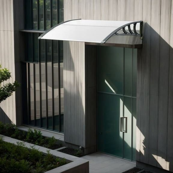 Resenkos 48 x 40 Inch Outdoor Front Door Window Awning Door Canopy Exterior-Gray, Polycarbonate Entry Door Outdoor Window window Door Awning, Front Door Overhang Awning