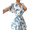 Blue, variant on Women Resort Print Off Shoulder Chiffon Maxi Dress High Waist Summer