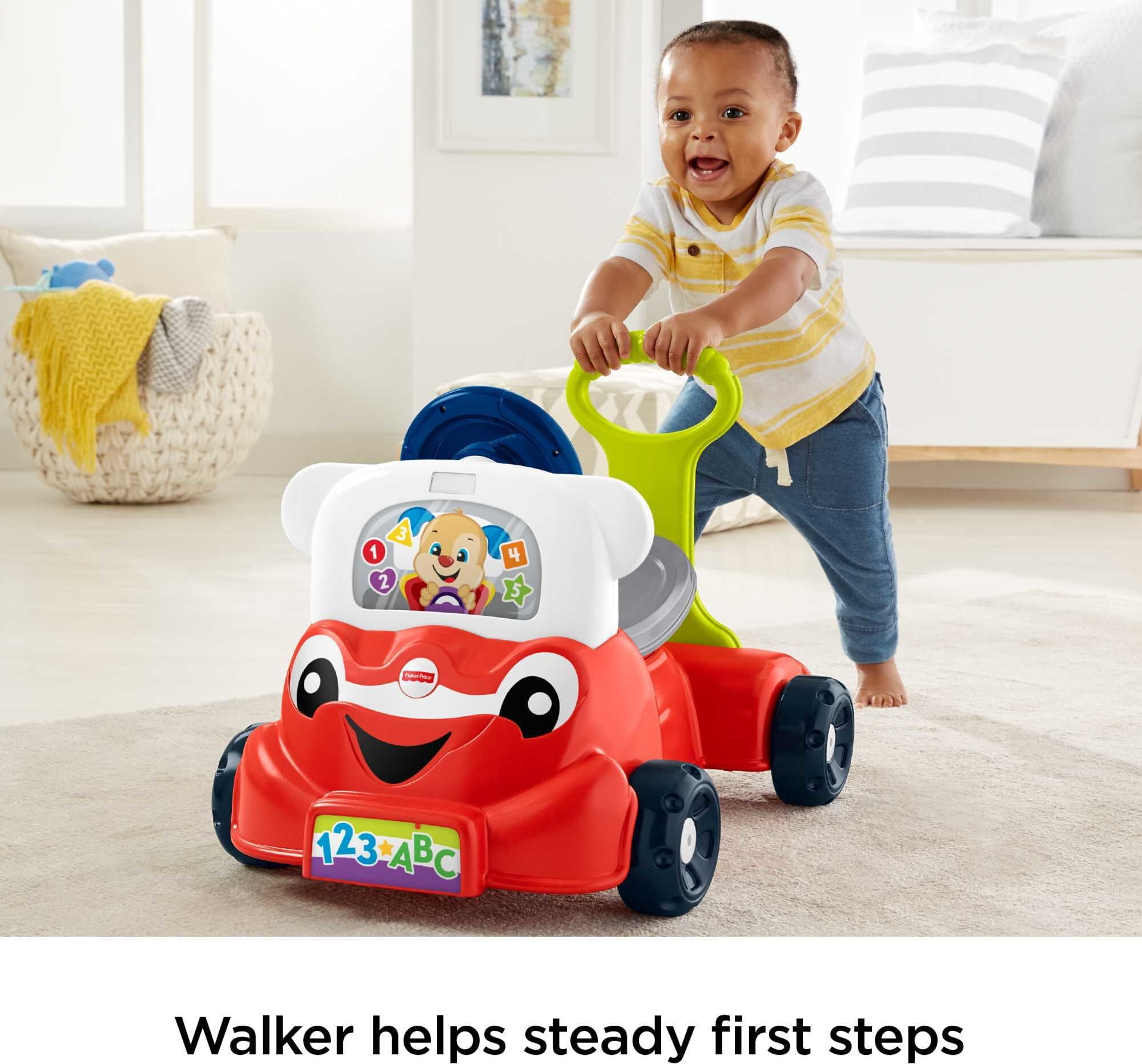 Fisher-Price Laugh & Learn 3-in-1 Smart Car, Interactive Baby Ride-On Toy - 2
