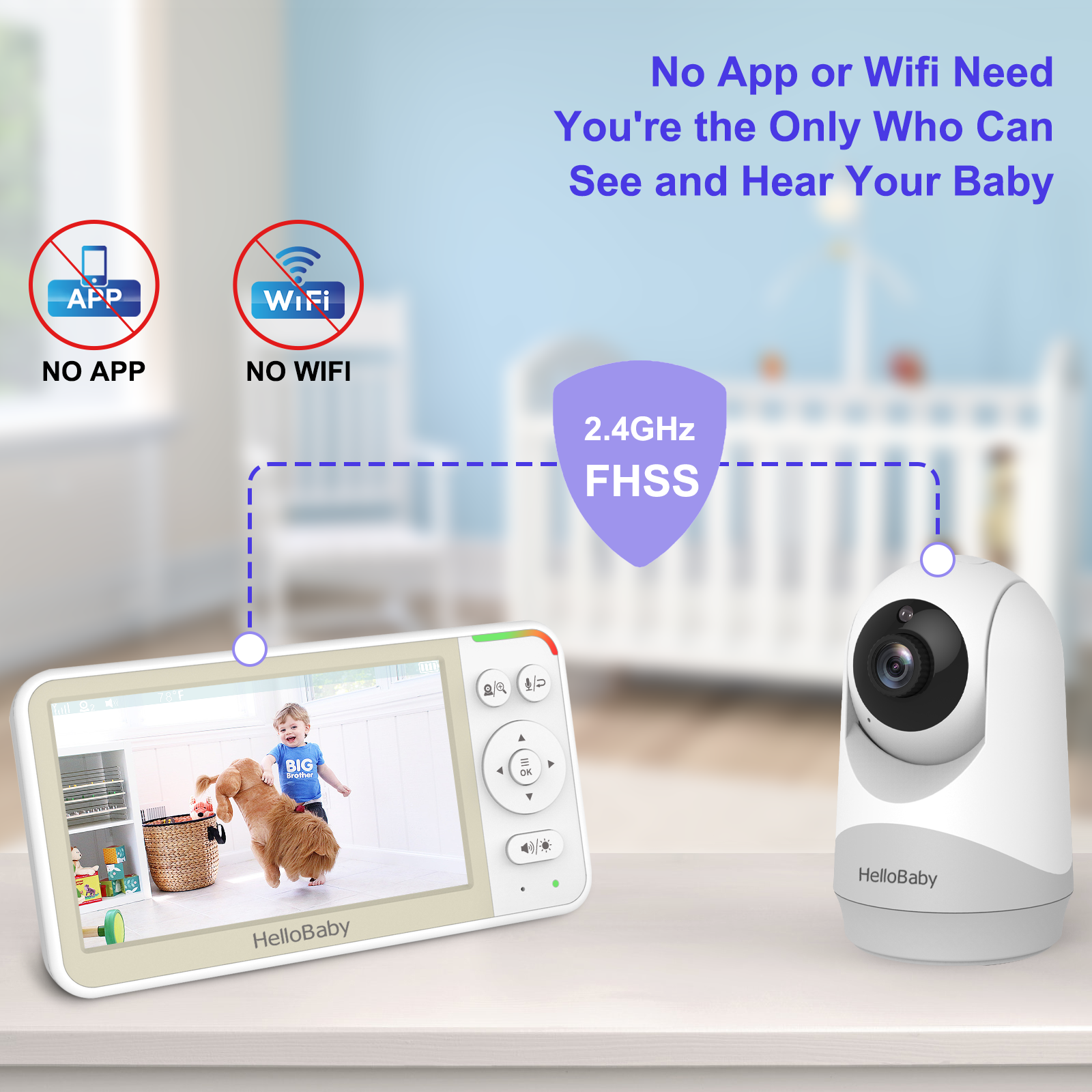 HelloBaby Video Monitor HB6256 with Dual Cameras, 5.0 Inch photo 3