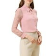 thumbnail image 4 of INSPIRE CHIC Women's Chiffon Textured Sheer Sleeve Button Down Work Shirt L Pink, 4 of 6