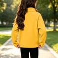 thumbnail image 5 of Girls Fleece Half Zip Sweatshirt Long Sleeve Casual Warm Turtleneck Kids Winter Pullover Tops Yellow 6, 5 of 7