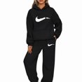 thumbnail image 1 of 2 Pcs/Set Stylish Hooded Pullover Women Autumn Tracksuit Elastic Cuff Deep Crotch Winter Hoodie Pants Set, 1 of 5