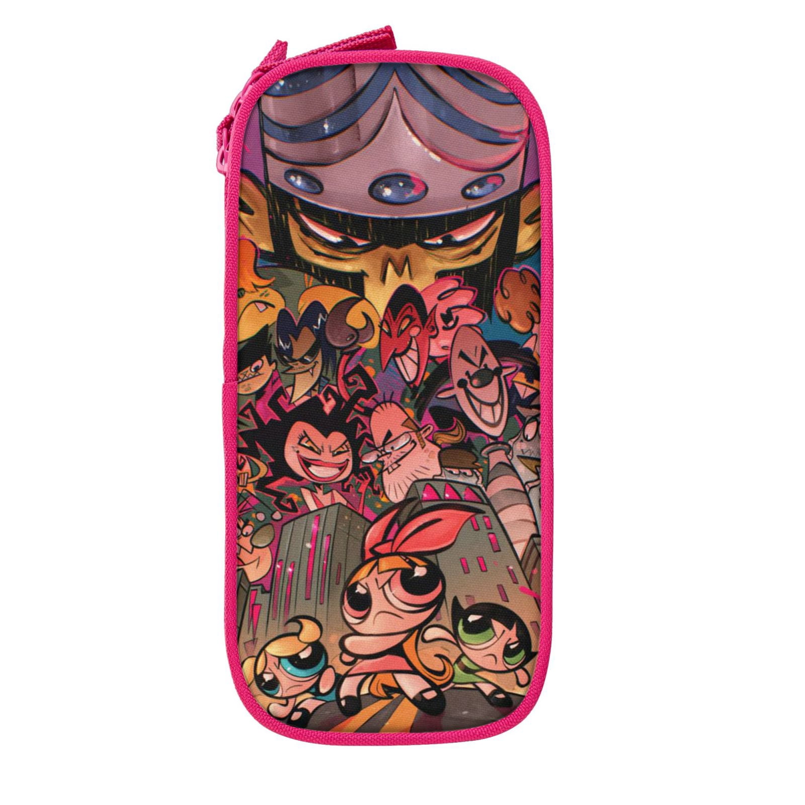 The Powerpuff Gi-rls Pencil Case Large Capacity Pencil Pouch Pen Bag Office Stationery Organizer Travel Makeup Bag Pink