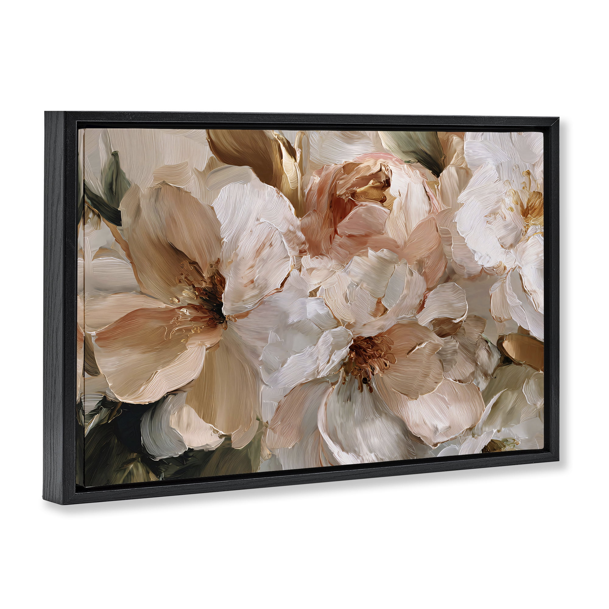 Stupell Industries Pink Brushstroke Petals Black Framed Floater Canvas Wall Art, design by Jacky Ngan