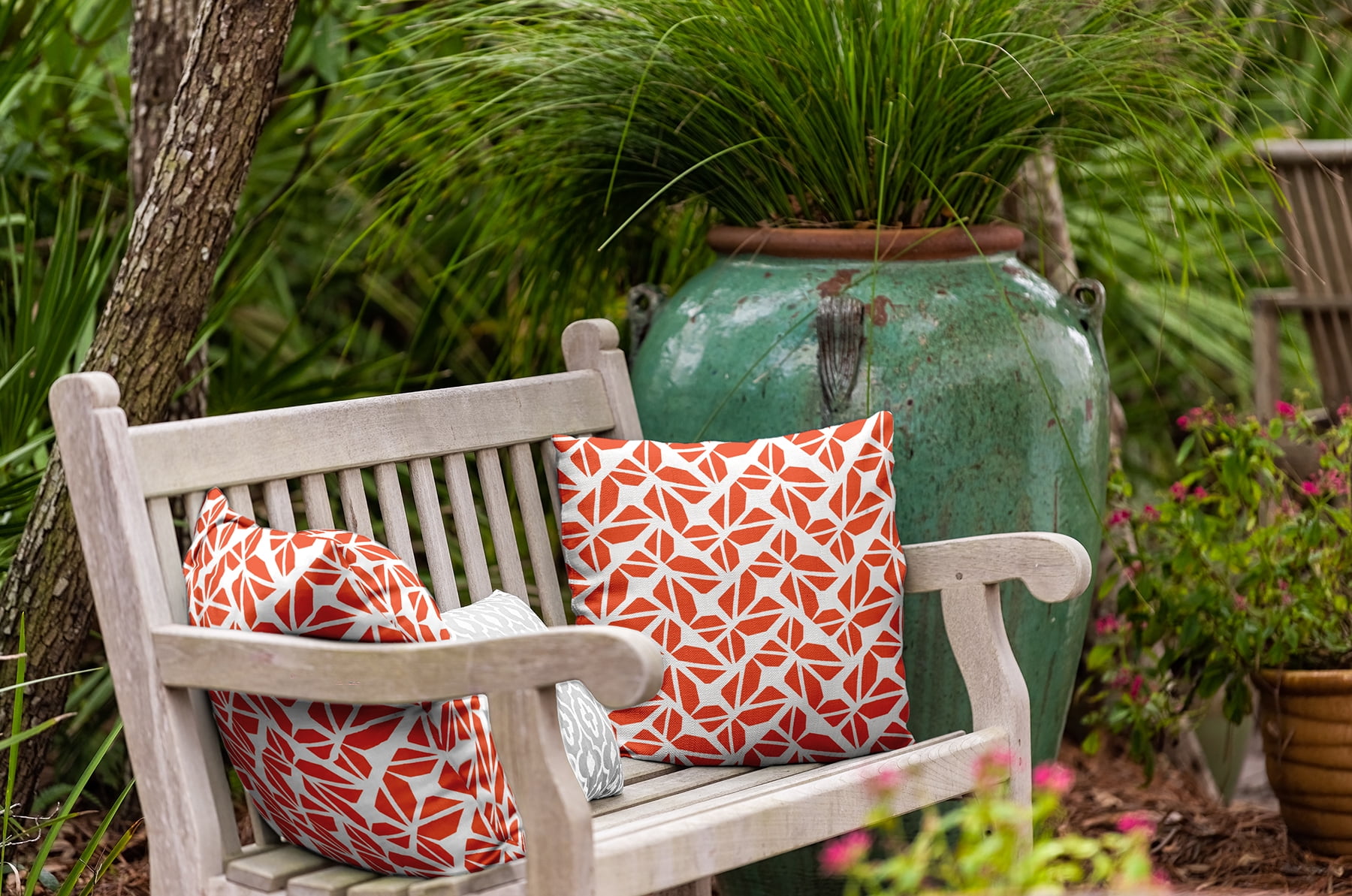 20" x 20" Simply Daisy Kaleidoscope Graffiti Polyester Indoor/Outdoor Pillow, Harvest Orange Qty 1