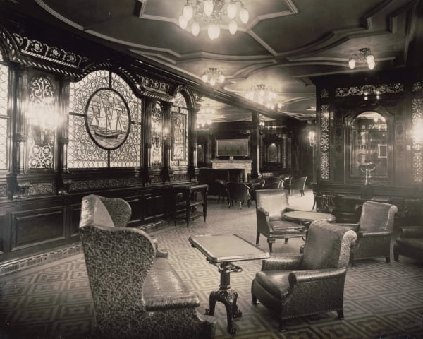 Print: White Star Steamship Olympic Smoking Room, 1911 - Walmart.com