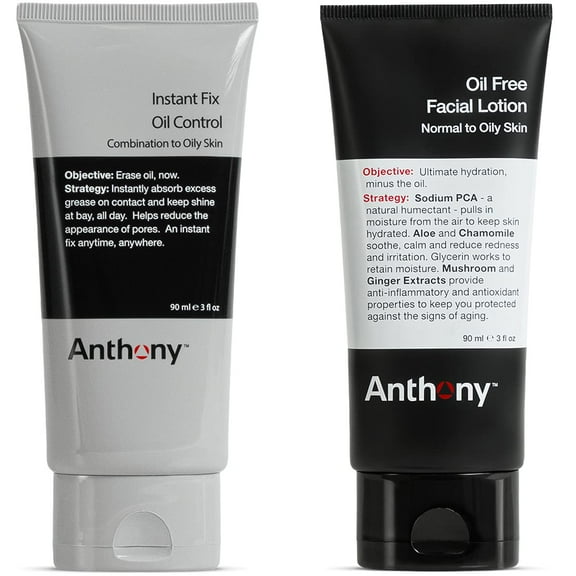 Anthony Oil Free Facial Lotion, 3 Fl Oz, and Anthony Instant Fix Oil Control, 3 Fl Oz