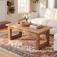 thumbnail image 3 of Tribesigns Solid Wood Coffee Table, 47.2" Accent Center Cocktail Table, Living Room, Light Brown, 3 of 8