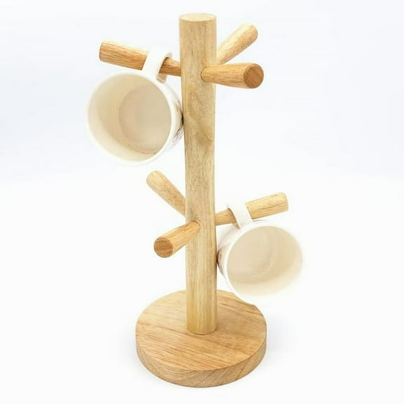 Clearance!Egooesam Mug Holder With 6 Wooden Tree Tea Rack Hooks coffee mug holder ,coffee cup holder Removable Mug Organizer Rack,Kitchen Utensils Set,Clearance Items,Clearance Sale