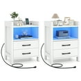 thumbnail image 1 of Gymax 2PCS 23.5'' Nightstand w/LED Lights & Charging Station USB Port & Outlets, 1 of 10