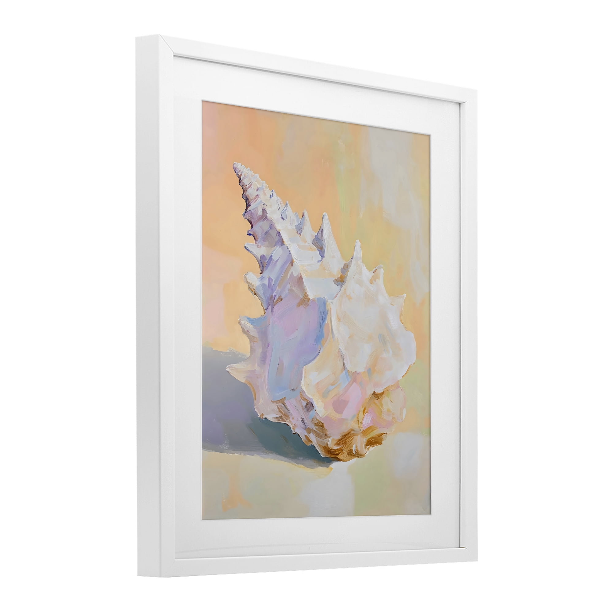 Stupell Industries Vintage Shell in Pastel Light White Framed Print Under Glass, design by The Prints Vibe