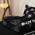 thumbnail image 6 of Homewish Vintage Skull Grid Zipper Queen Comforter Set with Fitted Sheet and 2 Pillowcases,Floral Halloween Zipper Bedding Set,Black White,Black Reversible,4pcs, 6 of 8