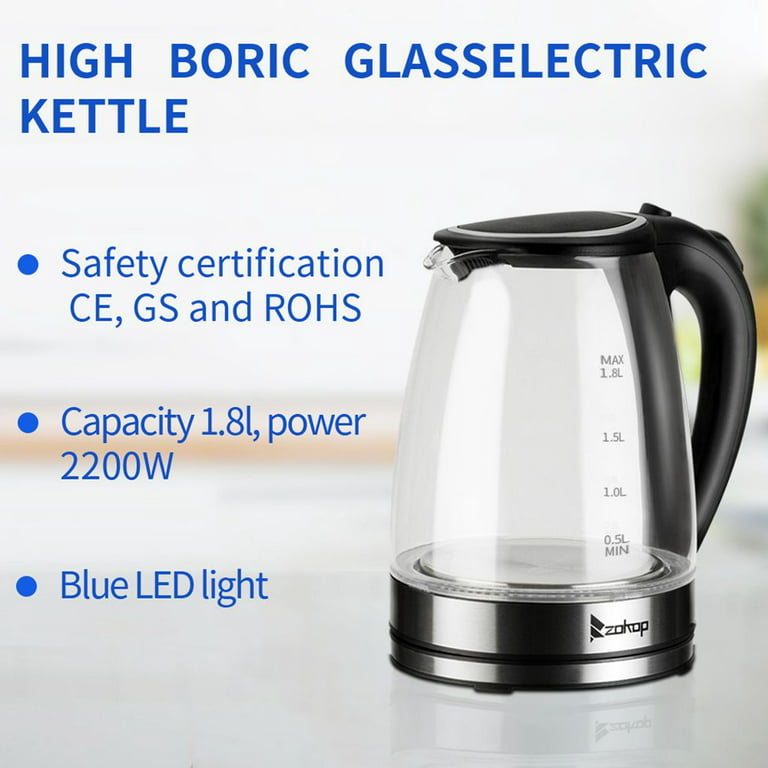 Fortune Candy Electric Kettle, Stainless Steel Electric Tea Kettle, 1500W Fast Boiling and Cordless, BPA-Free,with Auto Shut-Off & Boil-Dry Protection