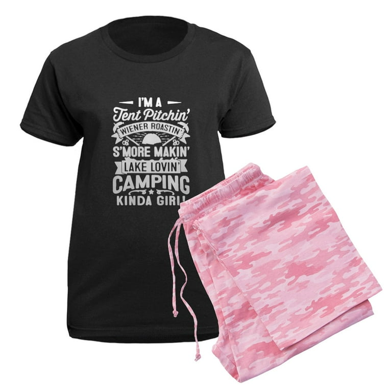 CafePress Love Camping T Shirt Pajamas Women s Short Sleeve Print T Shirt and Pants Dark Cotton Pajama Set