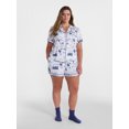 thumbnail image 2 of Joyspun Women's Dreamy Soft Collection Notch Collar Top and Shorts Pajama Set, 2-Piece, Sizes XS-3X, 2 of 6