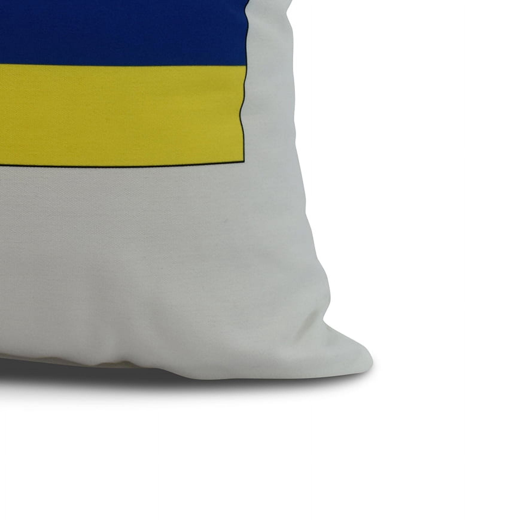 Simply Daisy, 18" x 18" D Letter, Geometric Print Outdoor Pillow, Royal Blue