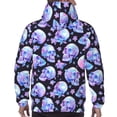 thumbnail image 7 of Picia blue Skull flower Pattern Casual Men's Hoodie - Lightweight Hooded Sweatshirt with Kangaroo Pocket, Comfortable Pullover for Everyday, Travel-3X-Large, 7 of 7