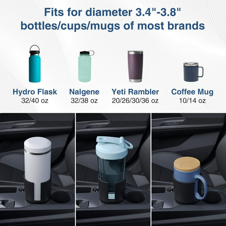 Joytutus Cup Holder Expander for Car,Compatible with Yeti, Hydro Flask, Nalgene,Cup Holder for Car Hold 18-40 oz Bottles and Mugs, Black