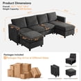 thumbnail image 3 of 107”Modular Sectional Sofa Convertible U Shaped Sofa Couch Set with Storage for Living Room, Modern 6 Seater Modular Sectional Couch with Movable Ottoman, Chenille Dark Grey, 3 of 7