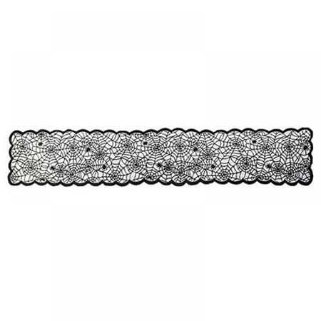 

Baywell 1 Piece Table Runners Halloween Polyester 13 x 72 Inches Long for Holiday Halloween Decoration Lace Spider Black Table Runner for Home Party Dining