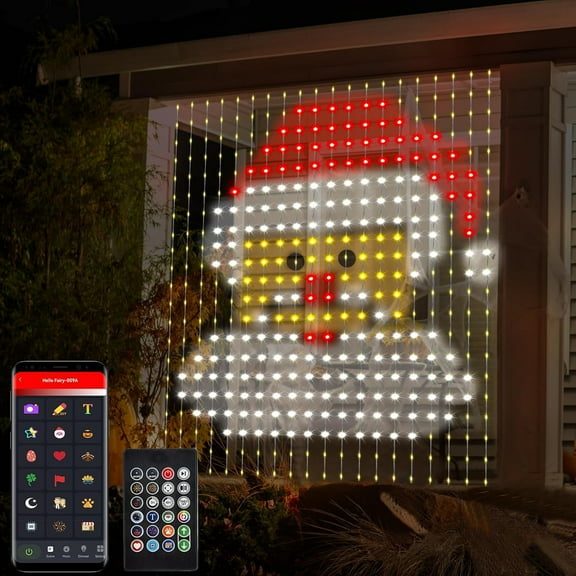 IC ICLOVER Smart Curtain Lights 6.6x6.6Ft, 400 LED Color Changing Wall Lights, APP & Remote Control, Dynamic DIY Curtain String Lights Waterproof for Bedroom Halloween Christmas Backdrop Decor