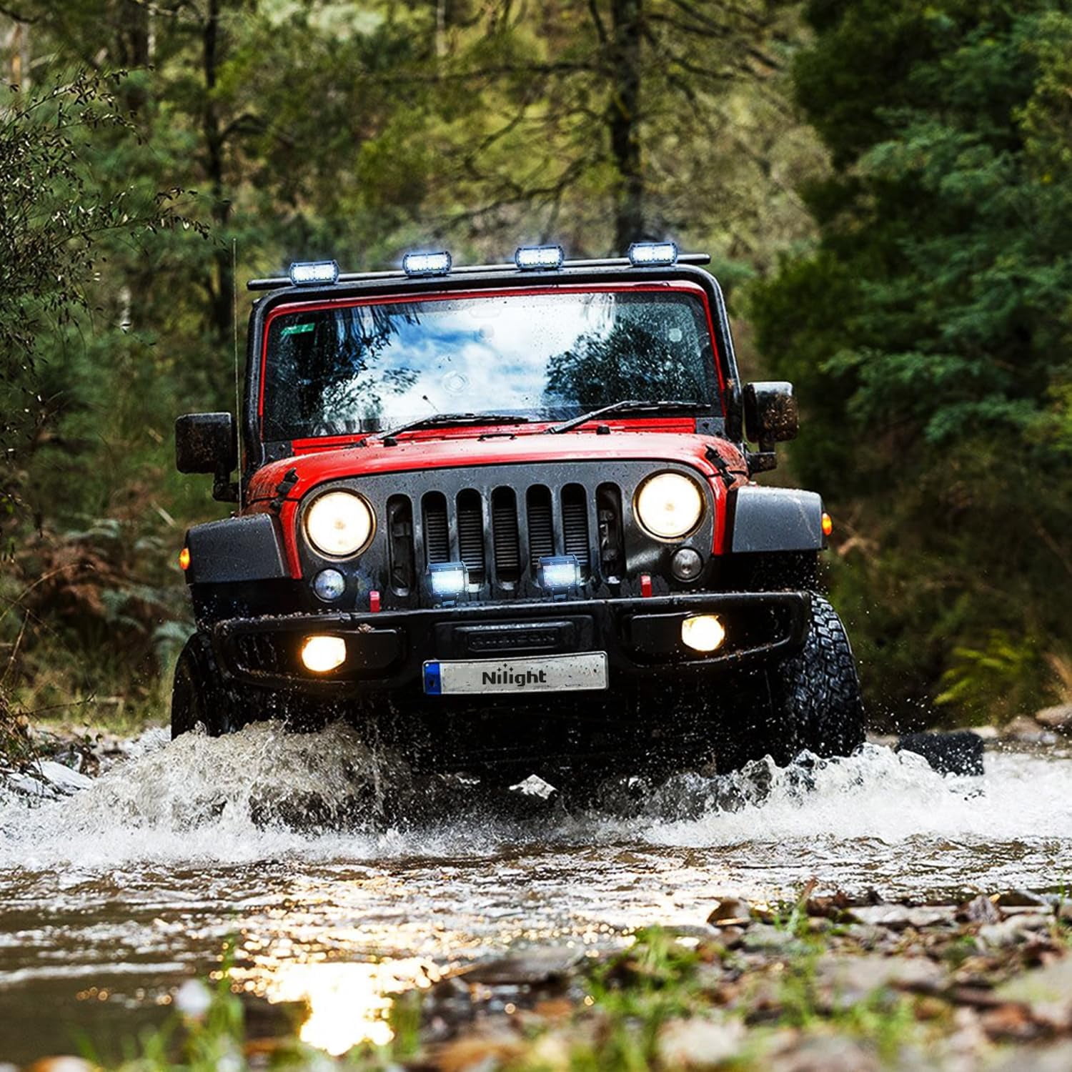 Nilight 60W Waterproof Offroad Flood Spot Combo LED Light Bar with Mounting Bracket