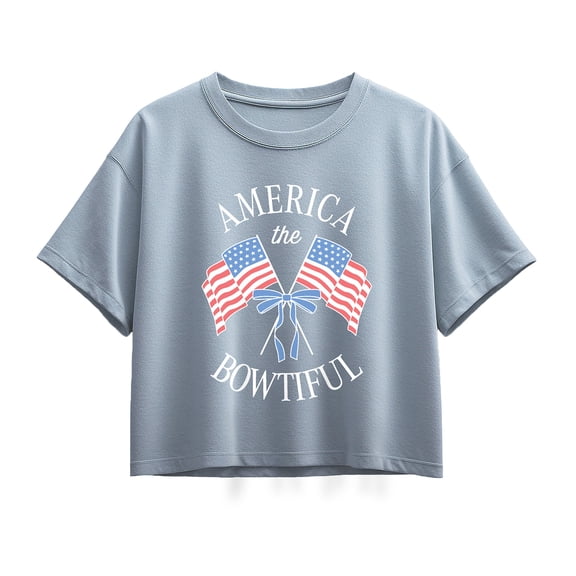 Instant Message - America the Bowtiful Short Sleeve Boxy Graphic T-Shirt