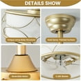 thumbnail image 6 of 18" Gold Fandelier Ceiling Fan with Light, Fabric Boho Chandelier Ceiling Fans with Remote Control, Mid-Century Modern Caged with 6 Speeds for Bedroom, Nursery, 6 of 9