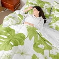 thumbnail image 4 of Homewish Boys Girls Green Leaves Bedding Comforter Set 7pcs,Tropical Floral Flowers Queen Bedding Sets Super Cozy,Botanical Plants Queen Sheet Sets,Breathable Home Decor,Reversible, 4 of 8