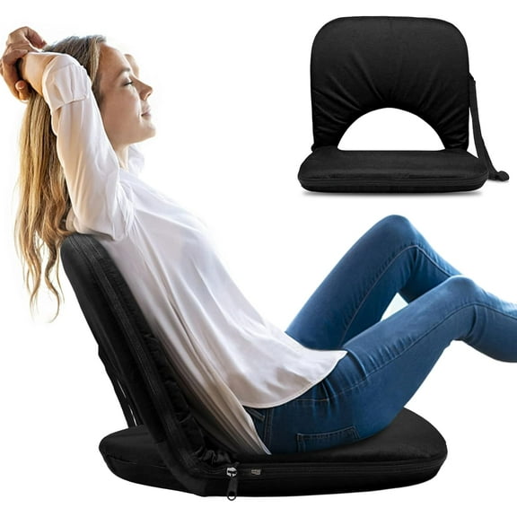 Stadium Seats Cushion for Bleachers with Strong Back Support, Folding Bleacher Seat with 20In Wide Cushion, 4LBS Lightweight, 6 Reclining Positions, Multifunctional Floor Chair for Indoor or Outdoor