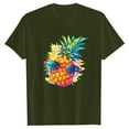 thumbnail image 3 of Ladies Fashion Casual Pineapple Print T Shirt Short Sleeve Top1 Womens Top Extra Long Ladies Workout Summer Tee Shirts for Women Long Sleeve Shirt for Women Tops Women Casual T Shirt Plain Shirt Space, 3 of 4