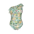 thumbnail image 4 of Yiaed Rabbit And Chick Print Women One Piece Swimsuits Tummy Control One Shoulder Bathing Suits Pattern Ruffle Swimwear-X-Large, 4 of 8