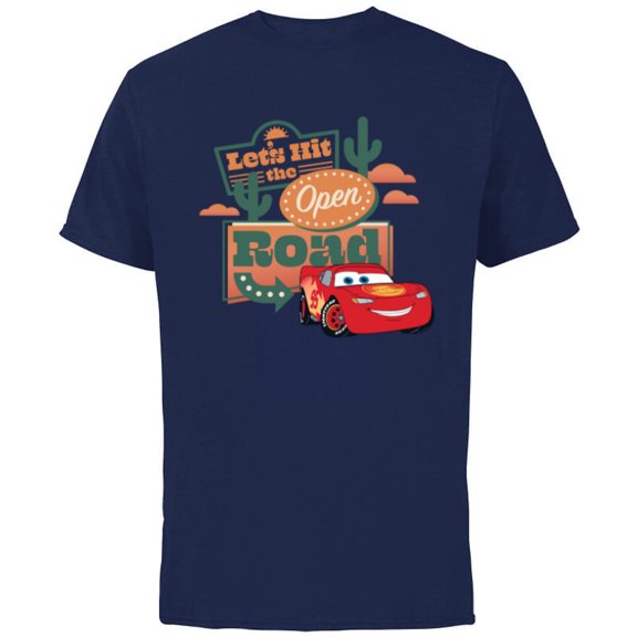 Disney PIXAR Cars Let’s Hit the Open Road - Short Sleeve Cotton T-Shirt for Adults - Customized-Navy