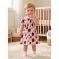 thumbnail image 5 of BemeyourBBs Kids Toddler Baby Girl Summer Smocked Dress Cute Little Girl Sundress Short Sleeve Square Neck Pleated Flower Print Casual Princess Party Dress Clothes, 5 of 9